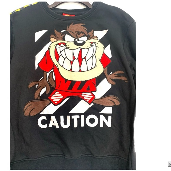 Warner Bros. Crewneck Sweater Black and Red with Taz Graphic - Picture 4 of 6